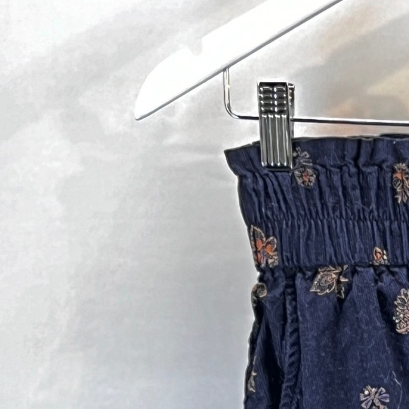 Madewell Paperbag Button-Front Mini Skirt Micro Corduroy Navy Blue Floral pocket - Picture 3 of 7